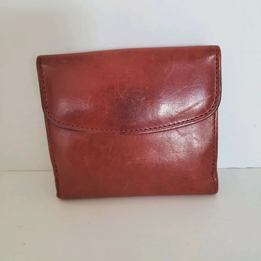 Vintage Coach Wallet Bifold Leather Wallet Medium‎ Compact Solid Red Retro